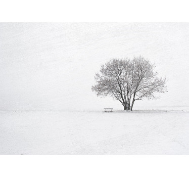 Estor enrollable blanco diseño de árbol nevado escandinavo - TenVinilo