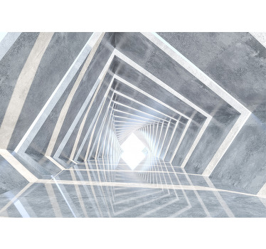 Cortina roller blanca túnel geométrico 3d - TenVinilo