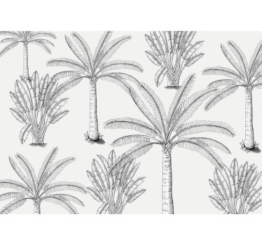 Cortina roller blanca diseño palmeras en blanco y negro - TenVinilo