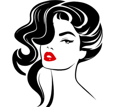 Cortina roller blanca mujer bonita con labios rojos - TenVinilo