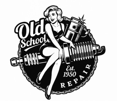 Tenda a rullo soggiorno pinup garage vintage - TenStickers