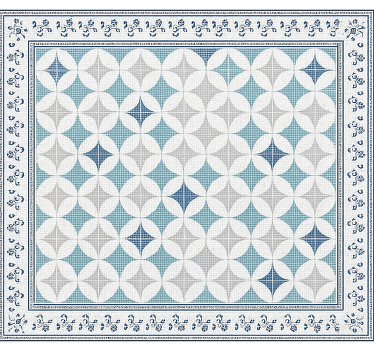 Tenda a rullo soggiorno effetto piastrelle blu vintage - TenStickers