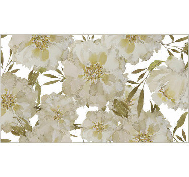 Tenda a rullo soggiorno fiori bianchi grandi - TenStickers
