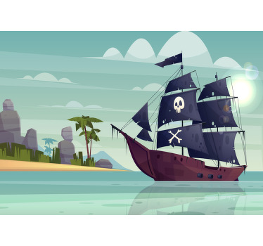 Toile fenêtre chambre enfant bateau pirate - TenStickers