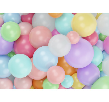 Toile fenêtre chambre enfant ballons pastel 3d - TenStickers