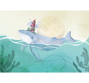 Toile fenêtre chambre enfant baleines scandinaves - TenStickers
