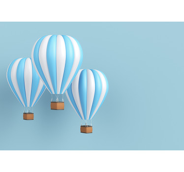 Rolgordijn kinderkamer luchtballon wit en blauw - TenStickers