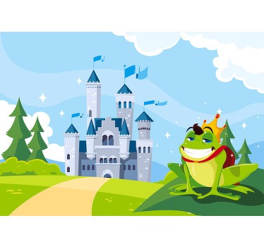 Toile fenêtre chambre enfant prince grenouille et château - TenStickers