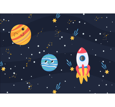 Estor enrollable infantil galaxia con naves y planetas - TenVinilo