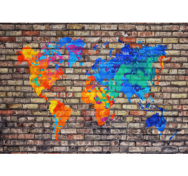 Toile fenêtre chambre enfant carte du monde politique - TenStickers