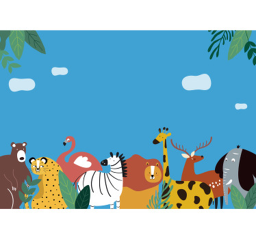 Toile fenêtre chambre enfant animaux différents - TenStickers