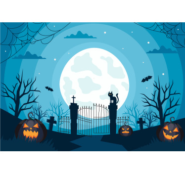 Toile fenêtre chambre enfant cimetière la nuit - TenStickers