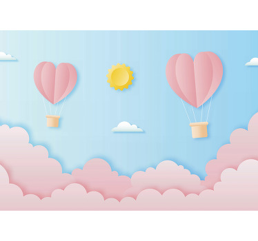 Toile fenêtre chambre enfant design de ballons aérostatique - TenStickers