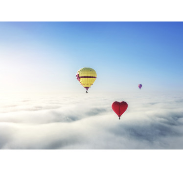 Toile fenêtre chambre enfant ballon cœur dans le ciel - TenStickers