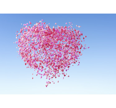 Toile fenêtre chambre enfant ballons cœurs d'amour - TenStickers