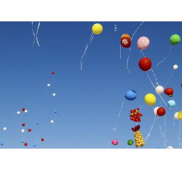 Toile fenêtre chambre enfant ballons colorés dans le ciel - TenStickers
