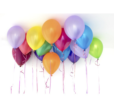Toile fenêtre chambre enfant ballons colorés en haut - TenStickers