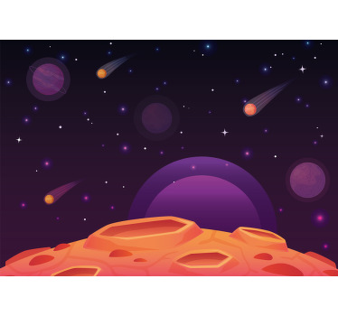 Toile fenêtre chambre enfant dessin de planètes - TenStickers