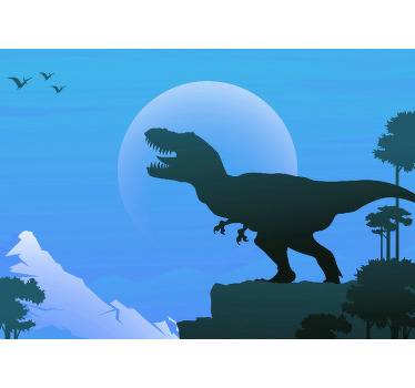 Toile fenêtre chambre enfant t-rex en colère - TenStickers