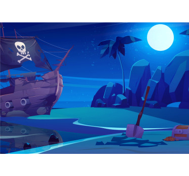Estor enrollable infantil barco pirata de noche - TenVinilo
