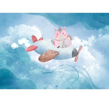 Toile fenêtre chambre enfant licorne volante dans le ciel - TenStickers