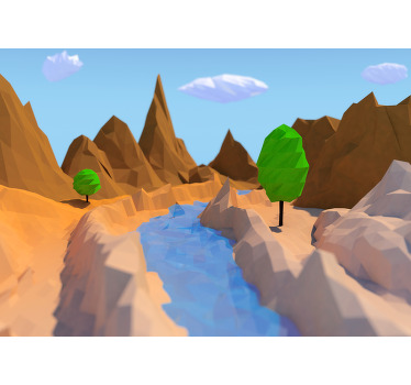 Rollo fenster kinderzimmer 3d illustration berge wald wüste - TenStickers