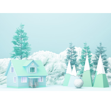 Estor enrollable infantil granja en el bosque low poly - TenVinilo