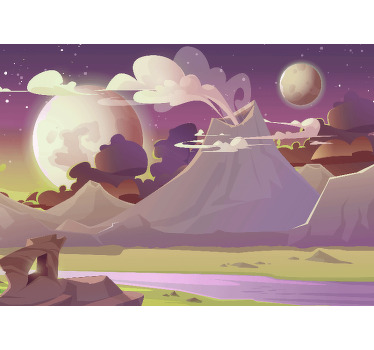 Estor enrollable infantil planeta alienígena con volcán - TenVinilo