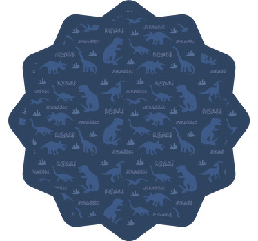 Toile fenêtre chambre enfant motif silhouette dinosaure bleu - TenStickers