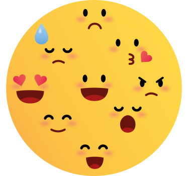 Toile fenêtre chambre enfant visages emoji - TenStickers