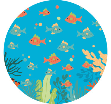 Toile fenêtre chambre enfant cercle corail coloré - TenStickers