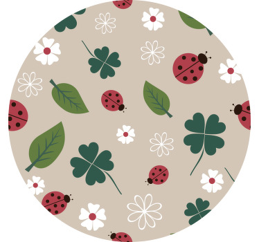 Toile fenêtre chambre enfant feuilles avec coccinelle - TenStickers