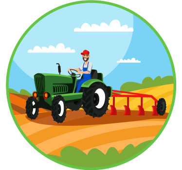 Toile fenêtre chambre enfant tracteur de labour - TenStickers