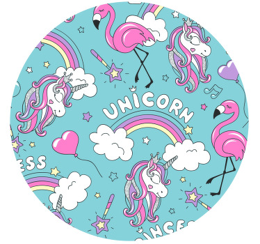 Estor enrollable infantil patrón de unicornios y flamencos - TenVinilo
