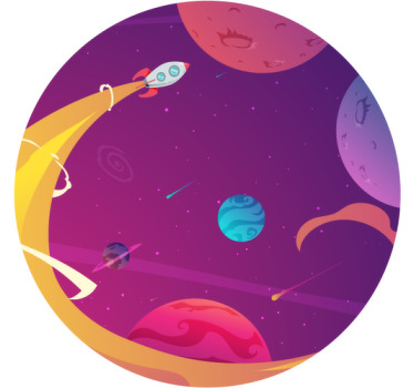 Estor enrollable infantil cohete de dibujos en el espacio - TenVinilo