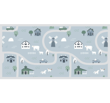 Toile fenêtre chambre enfant rues de la ville - TenStickers
