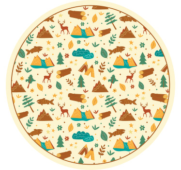 Toile fenêtre chambre enfant temps de camping à la main - TenStickers