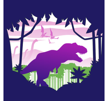 Toile fenêtre chambre enfant tapis vinyle grand dinosaure - TenStickers