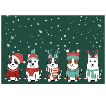 Toile fenêtre chambre enfant chiens de noël - TenStickers