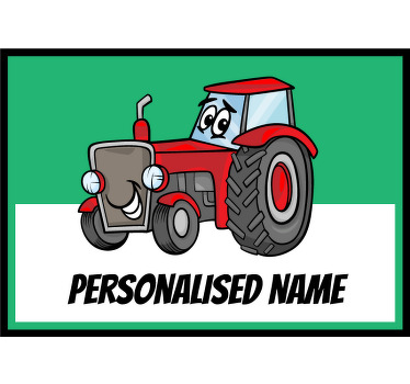 Toile fenêtre chambre enfant tracteur rouge personnalisé - TenStickers