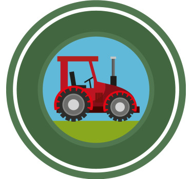 Toile fenêtre chambre enfant tracteur cercle vert - TenStickers