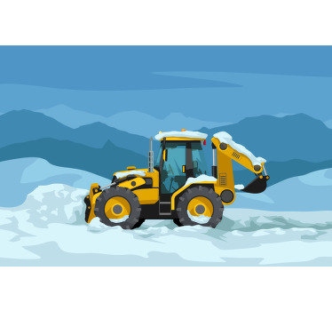 Toile fenêtre chambre enfant tracteur jaune réaliste - TenStickers