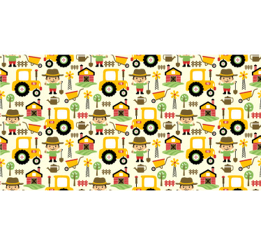 Toile fenêtre chambre enfant motif tracteur coloré - TenStickers