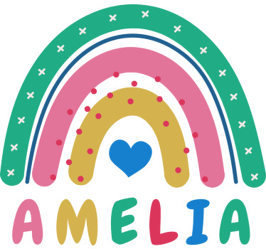 Rolgordijn kinderkamer hart regenboog gepersonaliseerd - TenStickers