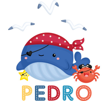 Estor enrollable infantil ballena pirata azul - TenVinilo