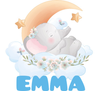 Estor enrollable infantil elefante con nombre lindo - TenVinilo