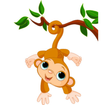 Rolgordijn kinderkamer blije kleine aap - TenStickers