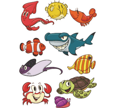 Rollo fenster kinderzimmer bunte fische set - TenStickers