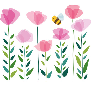 Estor enrollable infantil flores rosas y abeja - TenVinilo