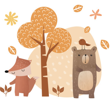 Rollo fenster kinderzimmer tiere und baum - TenStickers